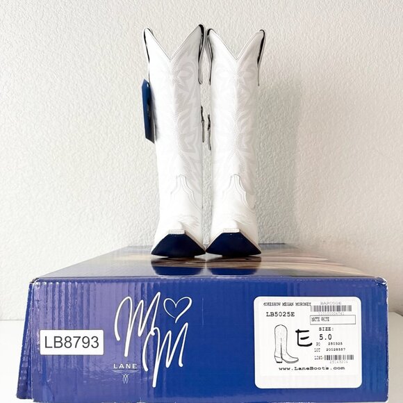 Lane MEGAN MORONEY Smokeshow Womens Cowboy Boots 5 White Western Cowgirl Tall - Picture 10 of 11